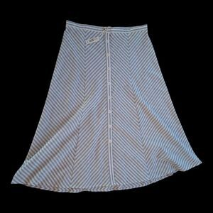 NWT Max Studio Button Front Long Skirt Yarn Dye Linen XL Blue Stripes Office